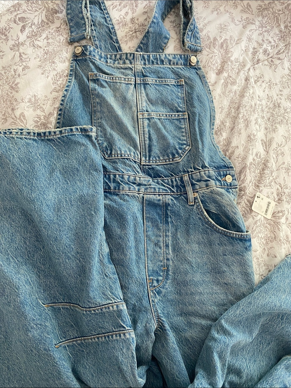 Free People Light Blue Wide-Leg Denim Overalls - Picture 3 of 6